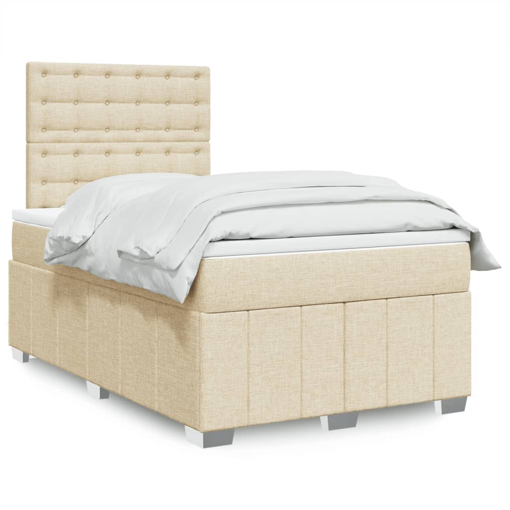 Κρεβάτι Boxspring με Στρώμα Κρεμ 120x190 εκ. Υφασμάτινο