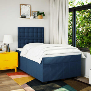 Κρεβάτι Boxspring με Στρώμα Μπλε 120x190 εκ. Υφασμάτινο - Pakobazaar