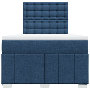 Κρεβάτι Boxspring με Στρώμα Μπλε 120x190 εκ. Υφασμάτινο - Pakobazaar