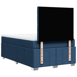 Κρεβάτι Boxspring με Στρώμα Μπλε 120x190 εκ. Υφασμάτινο - Pakobazaar
