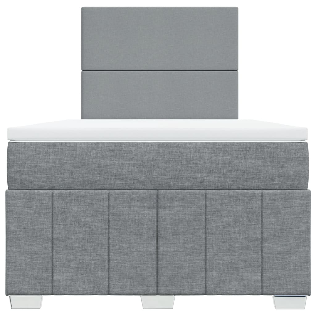 Κρεβάτι Boxspring με Στρώμα Ανοιχτό Γκρι 120x200 εκ. Υφασμάτινο - Pakobazaar