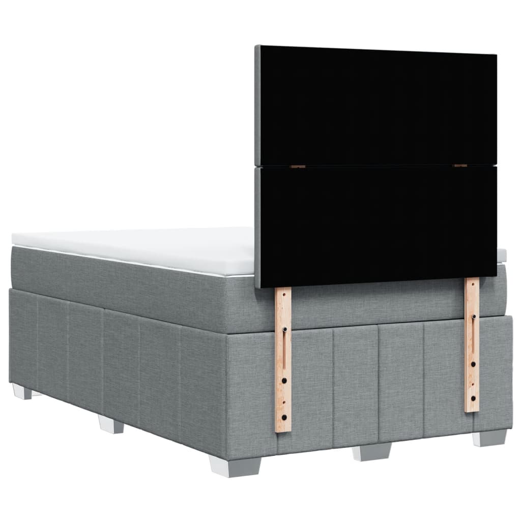Κρεβάτι Boxspring με Στρώμα Ανοιχτό Γκρι 120x200 εκ. Υφασμάτινο - Pakobazaar