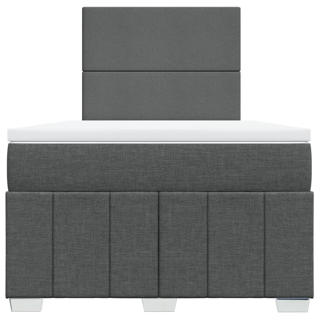 Κρεβάτι Boxspring με Στρώμα Σκούρο Γκρι 120x200 εκ. Υφασμάτινο - Pakobazaar