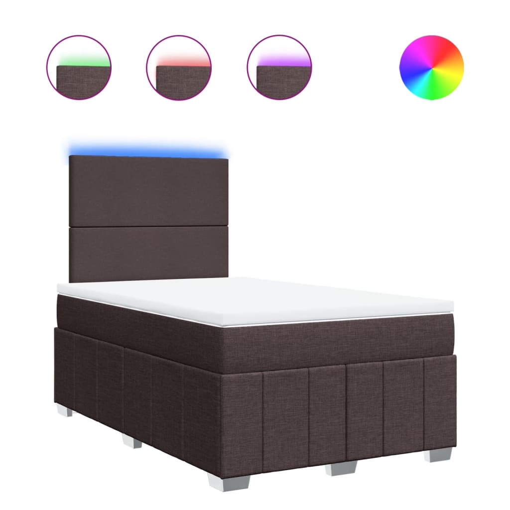 Κρεβάτι Boxspring με Στρώμα Σκούρο Καφέ 120x200 εκ. Υφασμάτινο - Pakobazaar