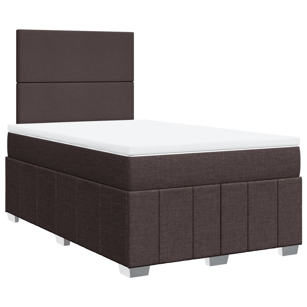 Κρεβάτι Boxspring με Στρώμα Σκούρο Καφέ 120x200 εκ. Υφασμάτινο - Pakobazaar