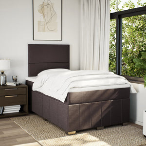 Κρεβάτι Boxspring με Στρώμα Σκούρο Καφέ 120x200 εκ. Υφασμάτινο - Pakobazaar