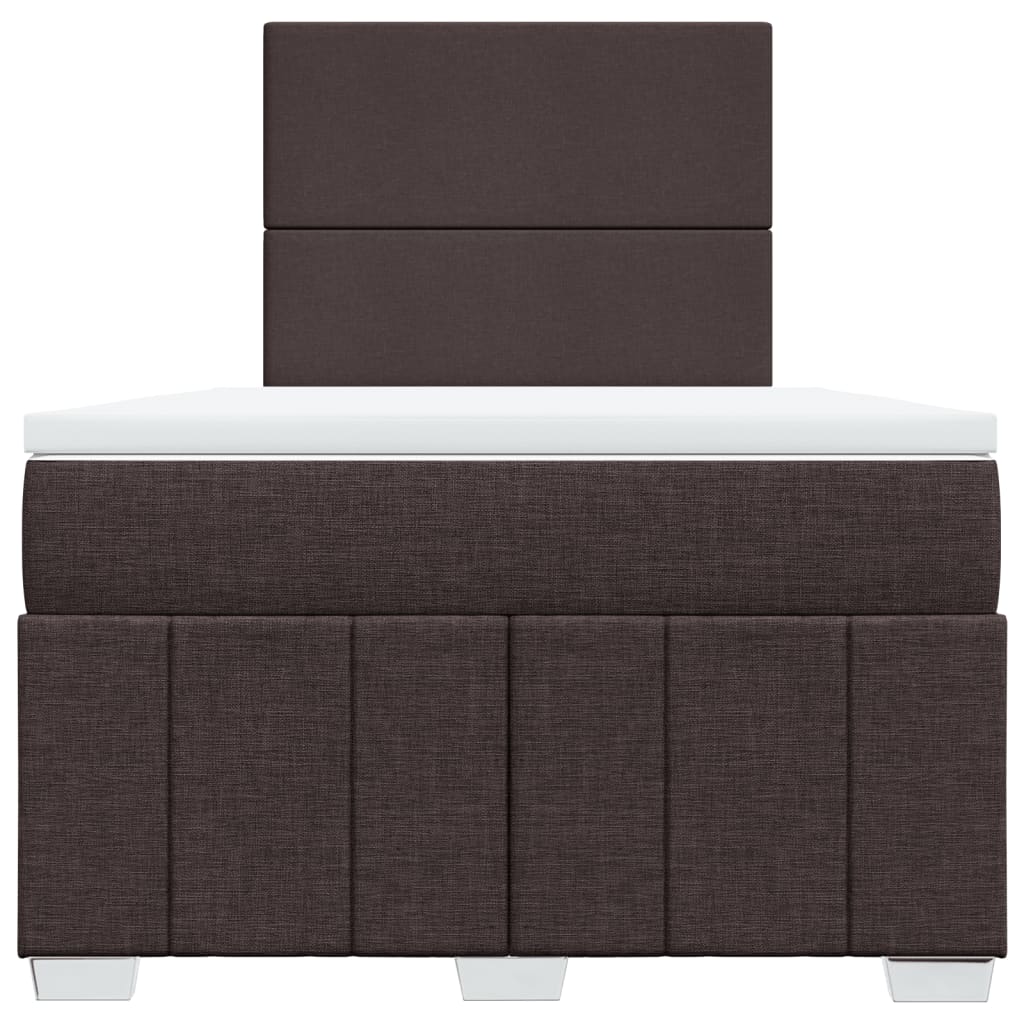 Κρεβάτι Boxspring με Στρώμα Σκούρο Καφέ 120x200 εκ. Υφασμάτινο - Pakobazaar