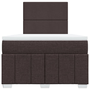 Κρεβάτι Boxspring με Στρώμα Σκούρο Καφέ 120x200 εκ. Υφασμάτινο - Pakobazaar