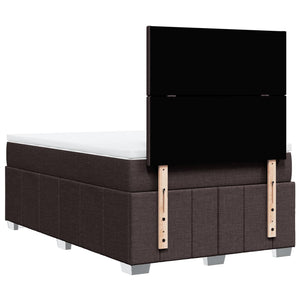 Κρεβάτι Boxspring με Στρώμα Σκούρο Καφέ 120x200 εκ. Υφασμάτινο - Pakobazaar