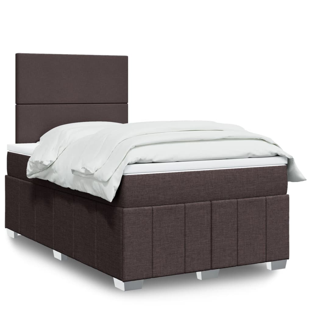 Κρεβάτι Boxspring με Στρώμα Σκούρο Καφέ 120x200 εκ. Υφασμάτινο - Pakobazaar