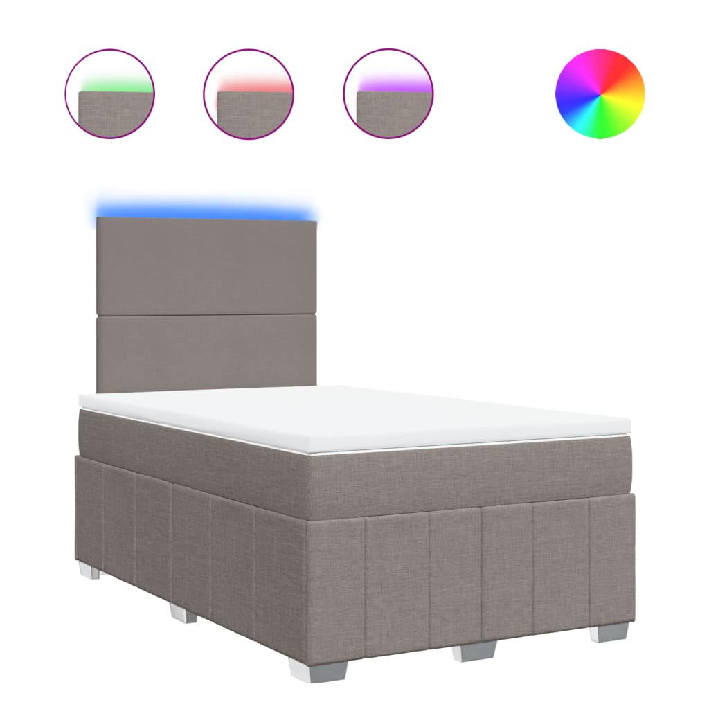 Κρεβάτι Boxspring με Στρώμα Taupe 120x200 εκ. Υφασμάτινο - Pakobazaar