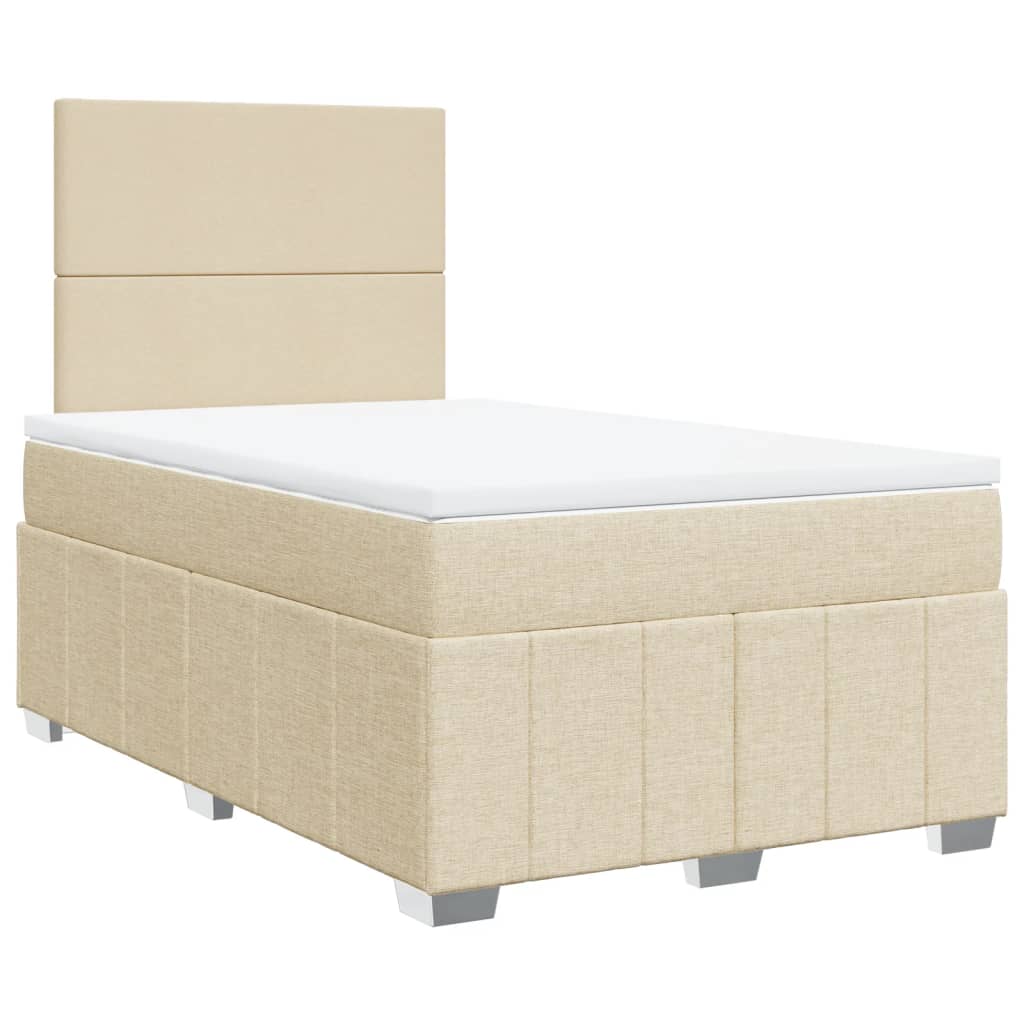 Κρεβάτι Boxspring με Στρώμα Κρεμ 120x200 εκ. Υφασμάτινο - Pakobazaar