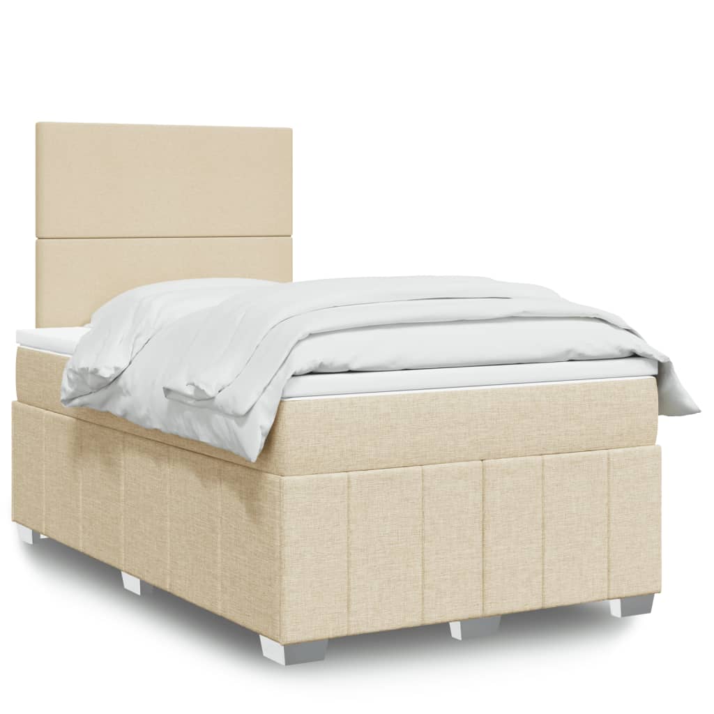 Κρεβάτι Boxspring με Στρώμα Κρεμ 120x200 εκ. Υφασμάτινο - Pakobazaar