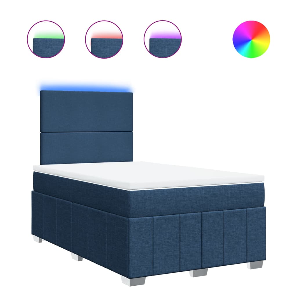 Κρεβάτι Boxspring με Στρώμα Μπλε 120x200 εκ. Υφασμάτινο - Pakobazaar