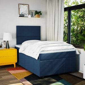Κρεβάτι Boxspring με Στρώμα Μπλε 120x200 εκ. Υφασμάτινο - Pakobazaar