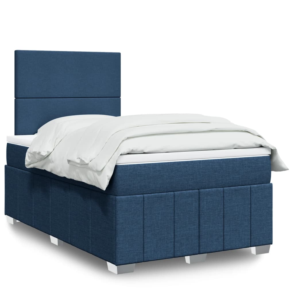 Κρεβάτι Boxspring με Στρώμα Μπλε 120x200 εκ. Υφασμάτινο - Pakobazaar