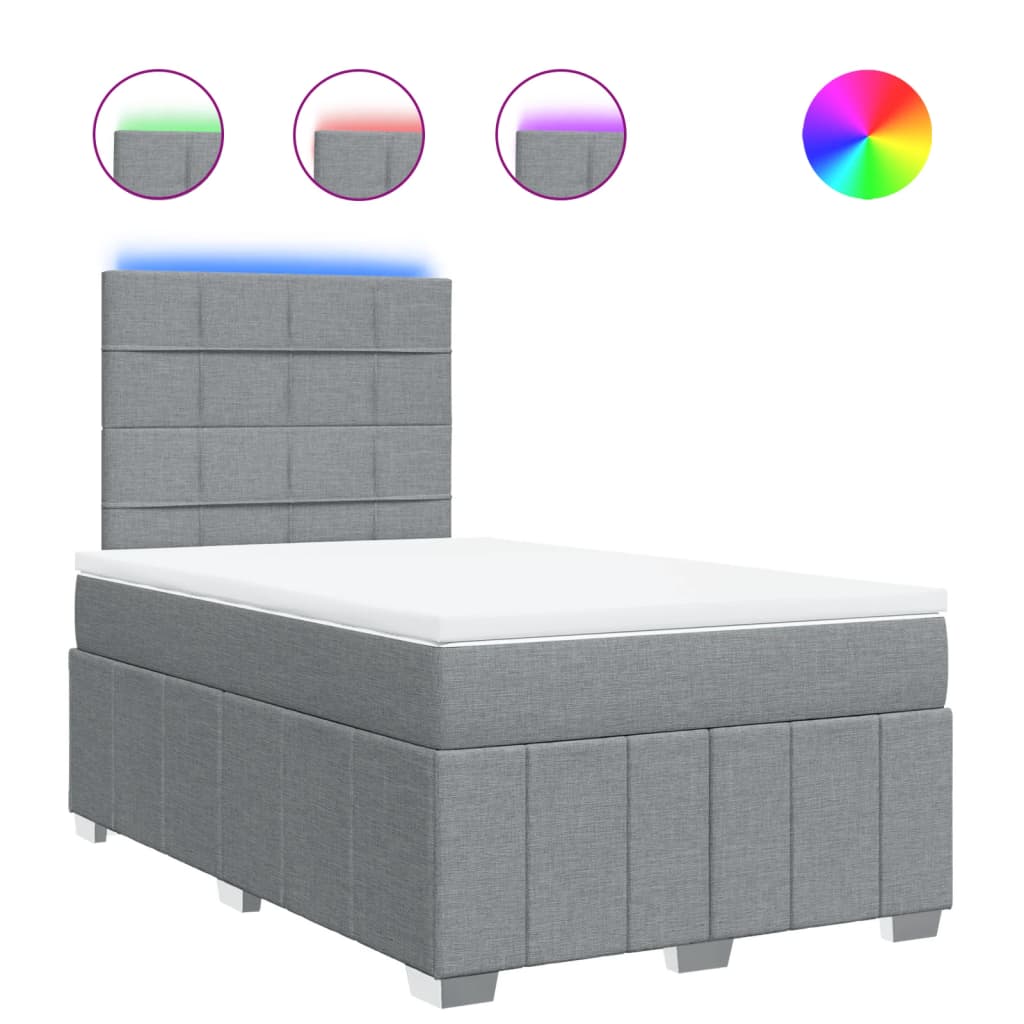 Κρεβάτι Boxspring με Στρώμα Ανοιχτό Γκρι 120x200 εκ. Υφασμάτινο - Pakobazaar