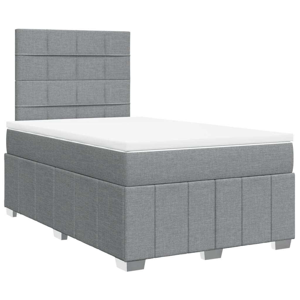 Κρεβάτι Boxspring με Στρώμα Ανοιχτό Γκρι 120x200 εκ. Υφασμάτινο - Pakobazaar