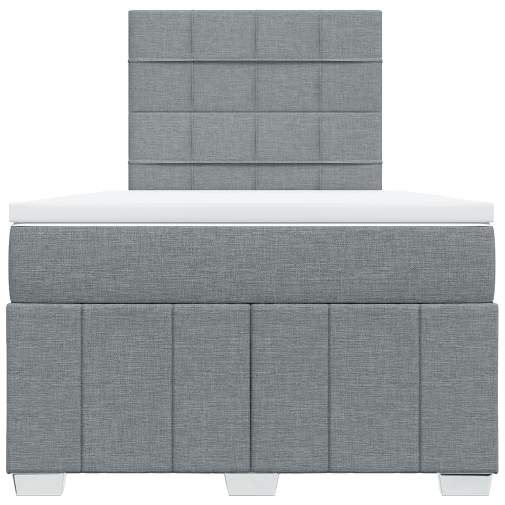 Κρεβάτι Boxspring με Στρώμα Ανοιχτό Γκρι 120x200 εκ. Υφασμάτινο - Pakobazaar