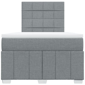 Κρεβάτι Boxspring με Στρώμα Ανοιχτό Γκρι 120x200 εκ. Υφασμάτινο - Pakobazaar
