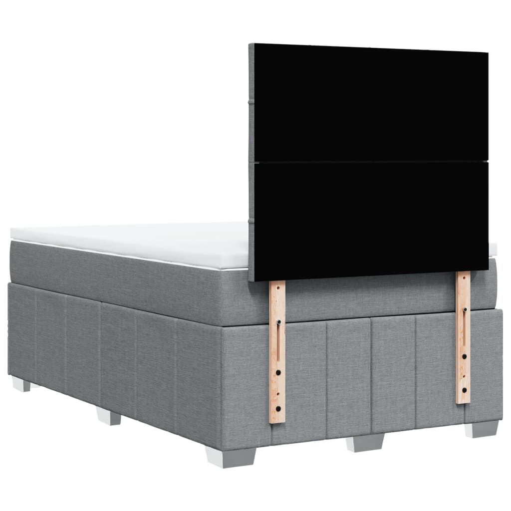 Κρεβάτι Boxspring με Στρώμα Ανοιχτό Γκρι 120x200 εκ. Υφασμάτινο - Pakobazaar