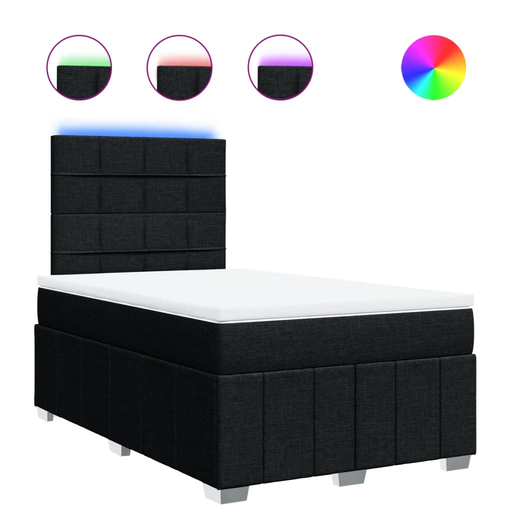 Κρεβάτι Boxspring με Στρώμα Μαύρο 120x200 εκ. Υφασμάτινο - Pakobazaar