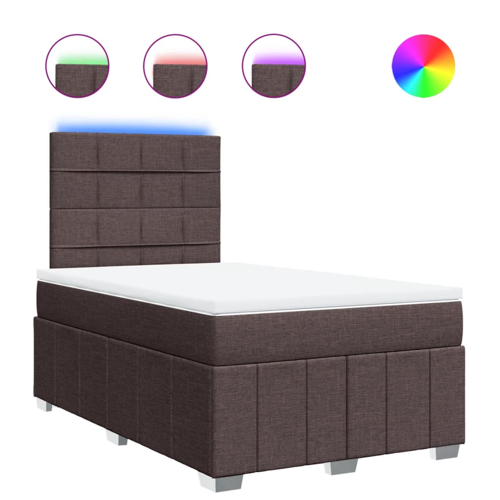 Κρεβάτι Boxspring με Στρώμα Σκούρο Καφέ 120x200 εκ. Υφασμάτινο - Pakobazaar