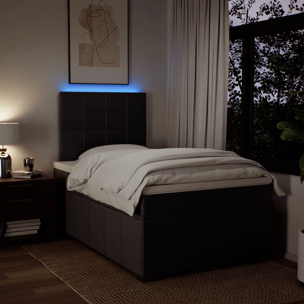 Κρεβάτι Boxspring με Στρώμα Σκούρο Καφέ 120x200 εκ. Υφασμάτινο - Pakobazaar