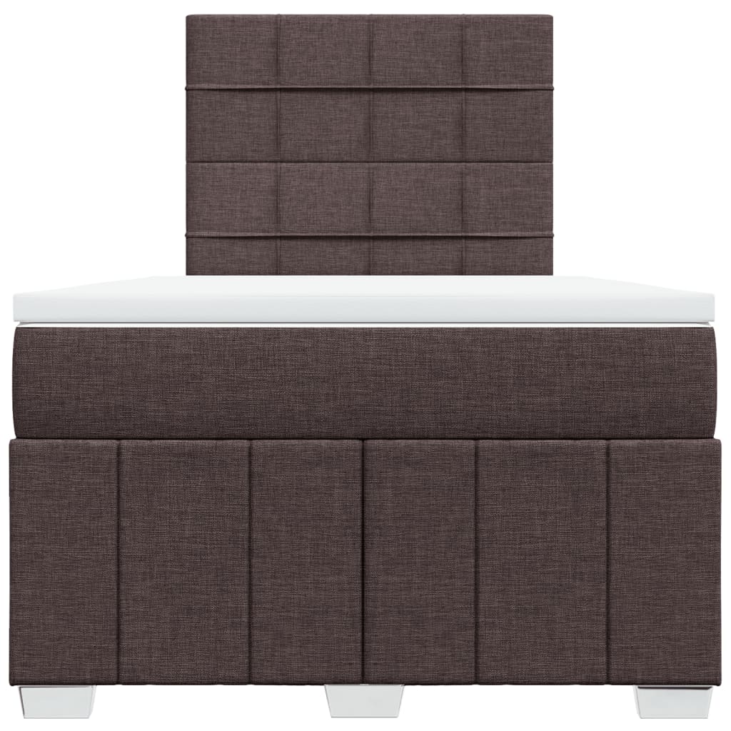 Κρεβάτι Boxspring με Στρώμα Σκούρο Καφέ 120x200 εκ. Υφασμάτινο - Pakobazaar