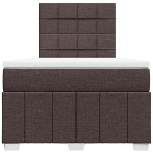 Κρεβάτι Boxspring με Στρώμα Σκούρο Καφέ 120x200 εκ. Υφασμάτινο - Pakobazaar