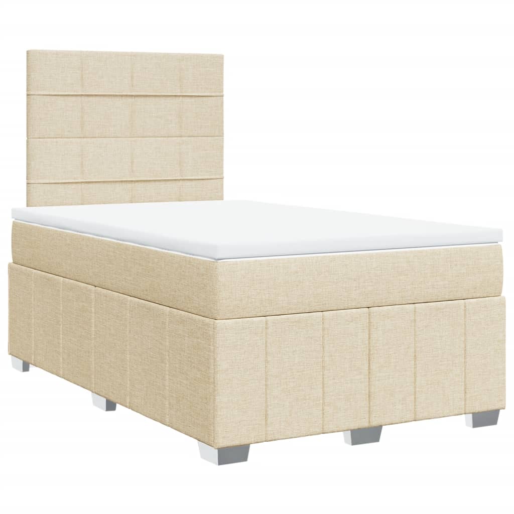 Κρεβάτι Boxspring με Στρώμα Κρεμ 120x200 εκ. Υφασμάτινο - Pakobazaar