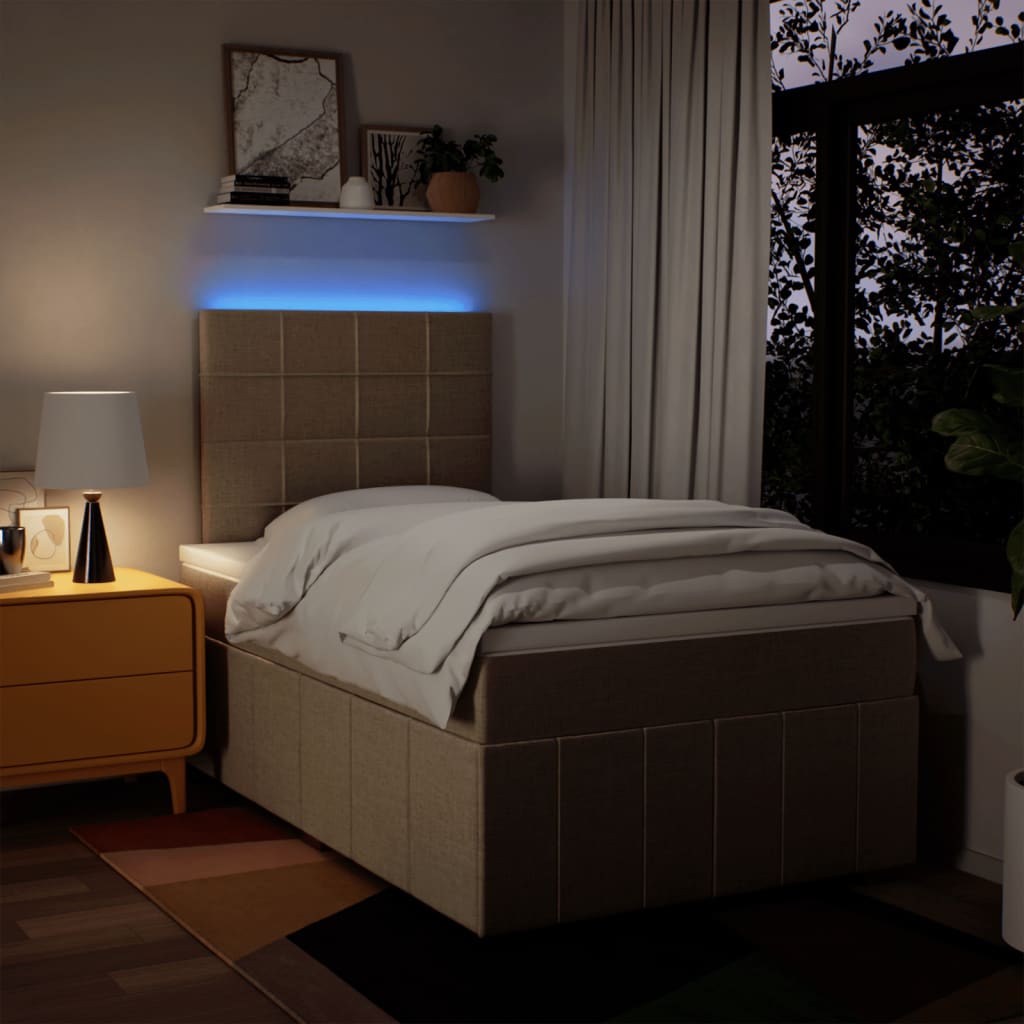 Κρεβάτι Boxspring με Στρώμα Κρεμ 120x200 εκ. Υφασμάτινο - Pakobazaar