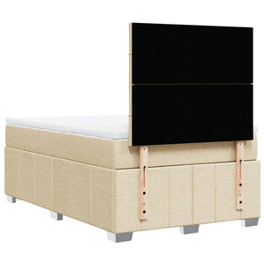 Κρεβάτι Boxspring με Στρώμα Κρεμ 120x200 εκ. Υφασμάτινο - Pakobazaar