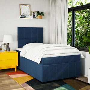Κρεβάτι Boxspring με Στρώμα Μπλε 120x200 εκ. Υφασμάτινο