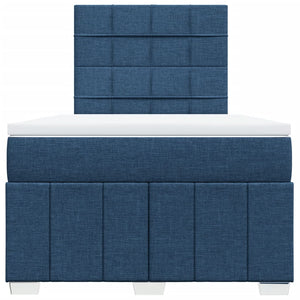 Κρεβάτι Boxspring με Στρώμα Μπλε 120x200 εκ. Υφασμάτινο
