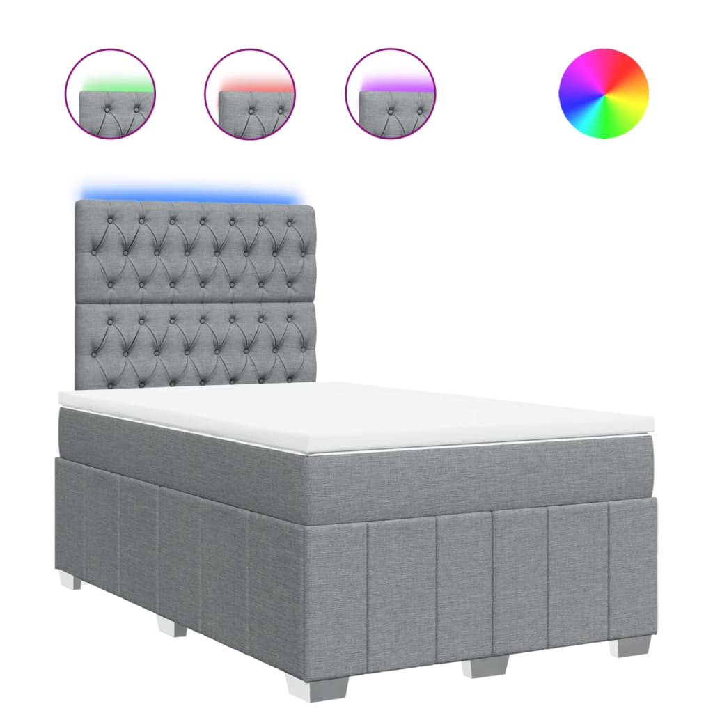 Κρεβάτι Boxspring με Στρώμα Ανοιχτό Γκρι 120x200 εκ. Υφασμάτινο - Pakobazaar