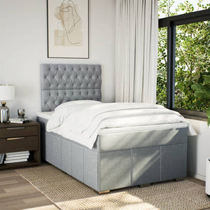 Κρεβάτι Boxspring με Στρώμα Ανοιχτό Γκρι 120x200 εκ. Υφασμάτινο - Pakobazaar