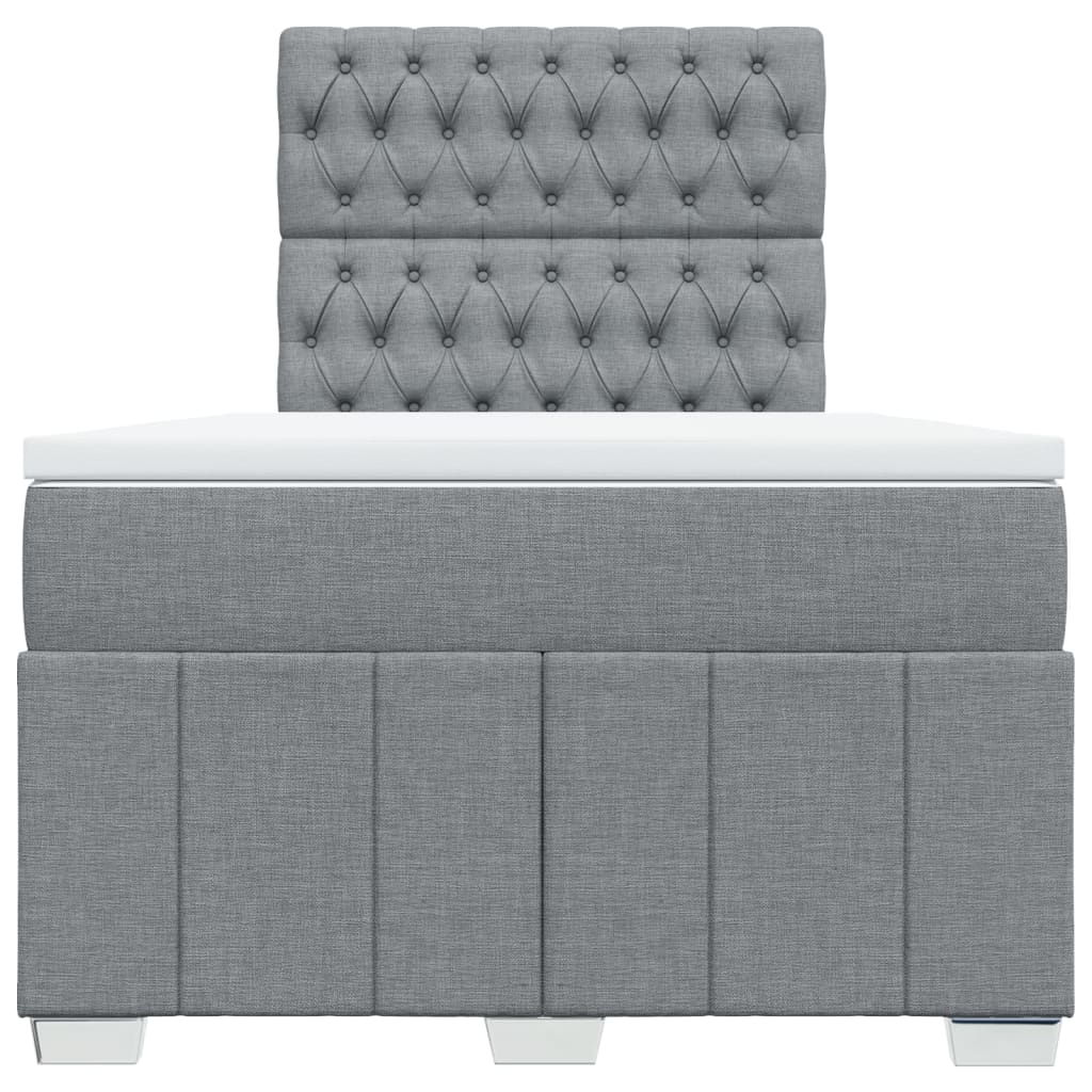 Κρεβάτι Boxspring με Στρώμα Ανοιχτό Γκρι 120x200 εκ. Υφασμάτινο - Pakobazaar