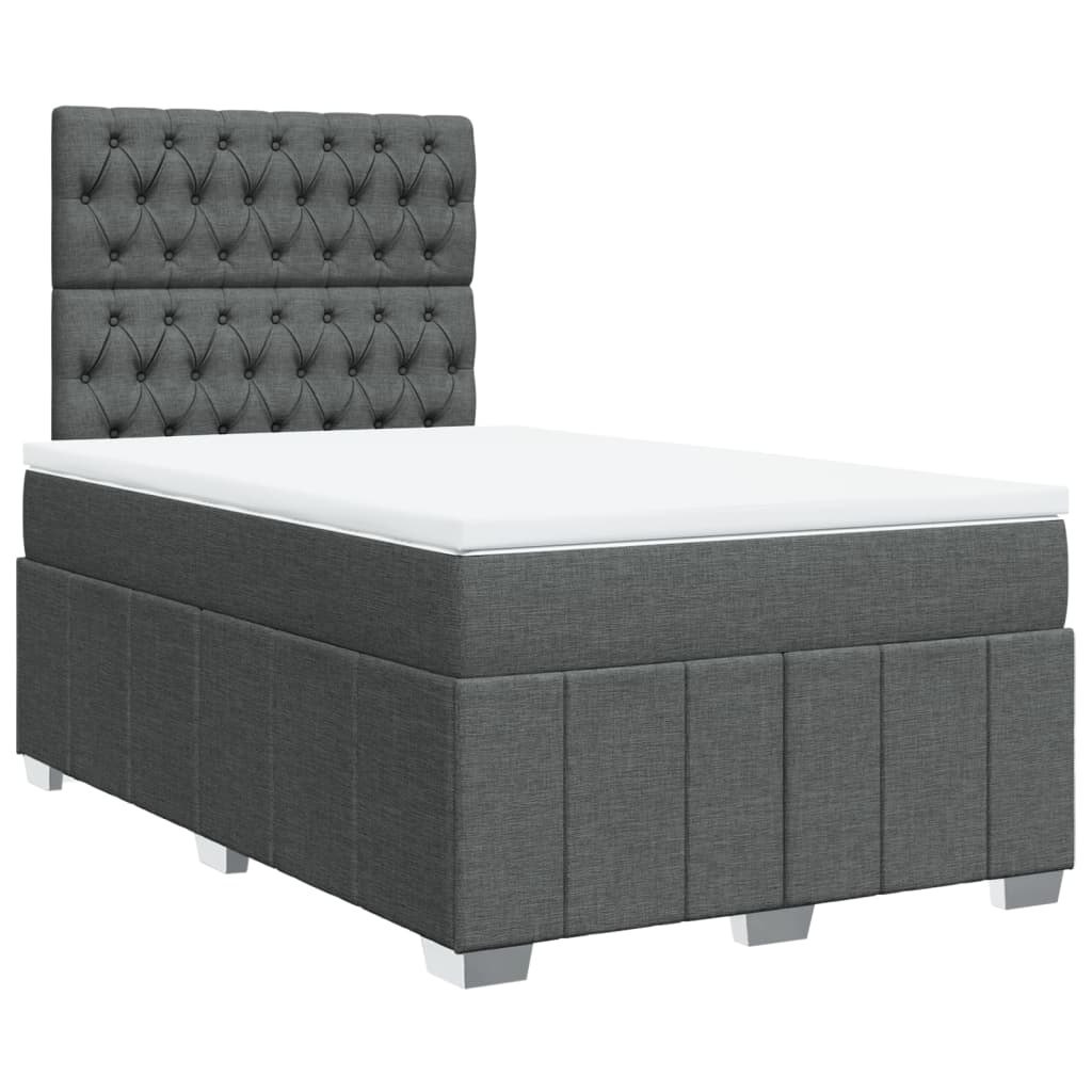 Κρεβάτι Boxspring με Στρώμα Σκούρο Γκρι 120x200 εκ. Υφασμάτινο - Pakobazaar