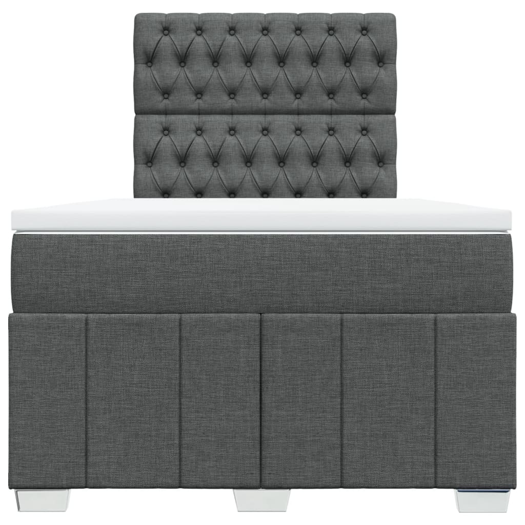 Κρεβάτι Boxspring με Στρώμα Σκούρο Γκρι 120x200 εκ. Υφασμάτινο - Pakobazaar