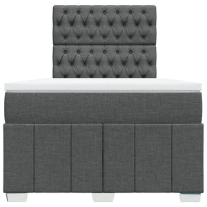 Κρεβάτι Boxspring με Στρώμα Σκούρο Γκρι 120x200 εκ. Υφασμάτινο - Pakobazaar