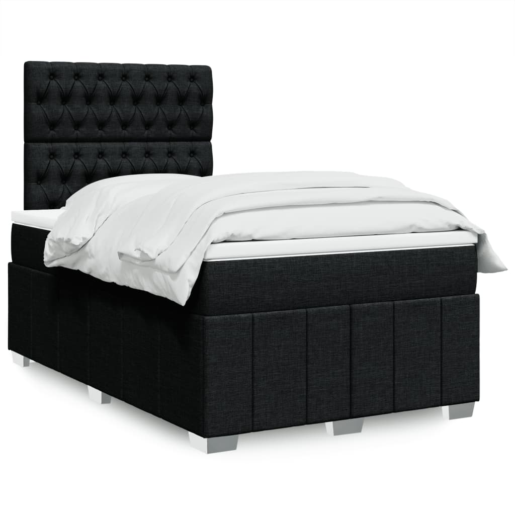 Κρεβάτι Boxspring με Στρώμα Μαύρο 120x200 εκ. Υφασμάτινο - Pakobazaar