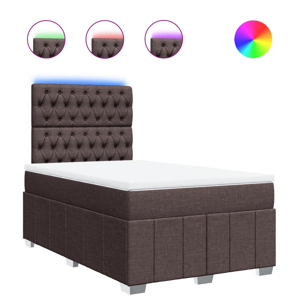 Κρεβάτι Boxspring με Στρώμα Σκούρο Καφέ 120x200 εκ. Υφασμάτινο - Pakobazaar