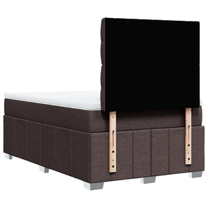 Κρεβάτι Boxspring με Στρώμα Σκούρο Καφέ 120x200 εκ. Υφασμάτινο - Pakobazaar