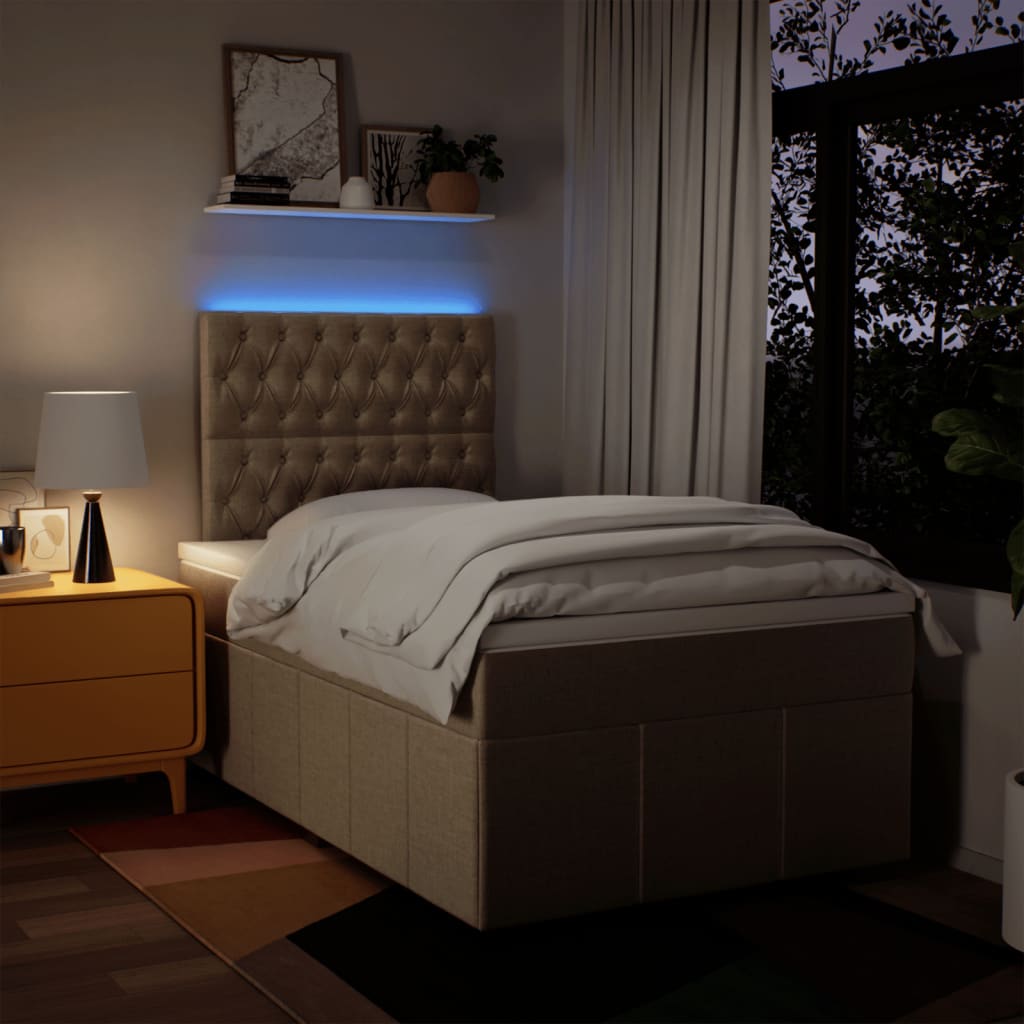 Κρεβάτι Boxspring με Στρώμα Κρεμ 120x200 εκ. Υφασμάτινο - Pakobazaar