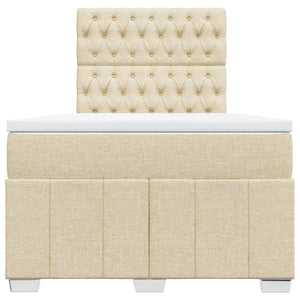 Κρεβάτι Boxspring με Στρώμα Κρεμ 120x200 εκ. Υφασμάτινο - Pakobazaar