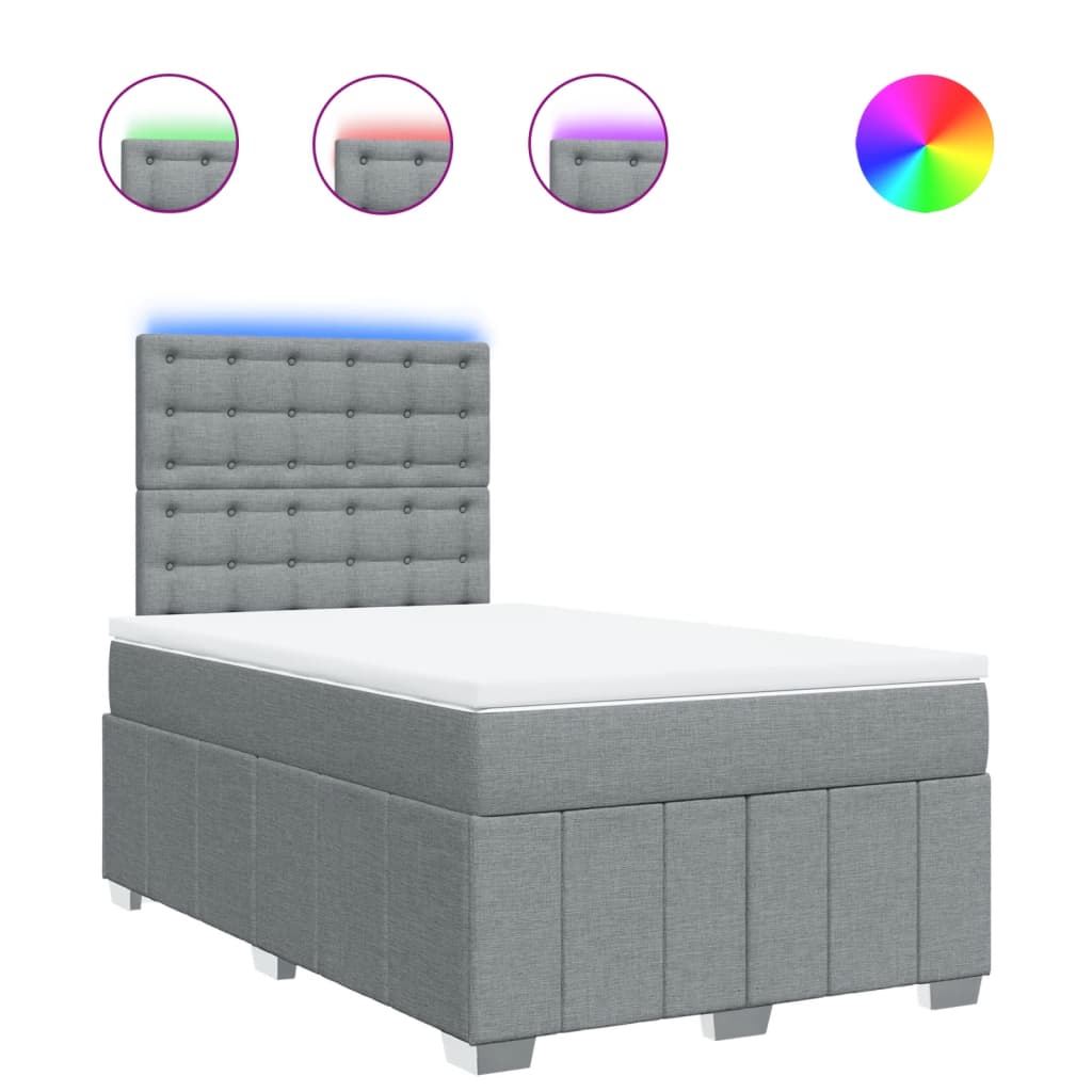 Κρεβάτι Boxspring με Στρώμα Ανοιχτό Γκρι 120x200 εκ. Υφασμάτινο - Pakobazaar