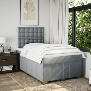 Κρεβάτι Boxspring με Στρώμα Ανοιχτό Γκρι 120x200 εκ. Υφασμάτινο - Pakobazaar