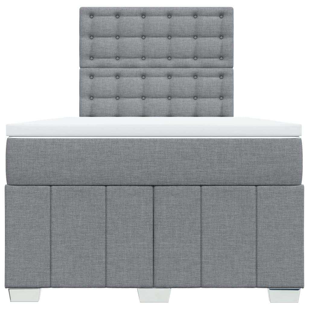 Κρεβάτι Boxspring με Στρώμα Ανοιχτό Γκρι 120x200 εκ. Υφασμάτινο - Pakobazaar