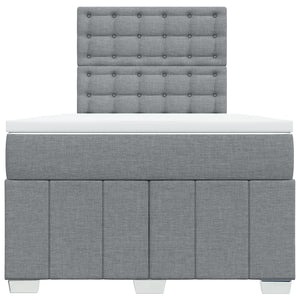 Κρεβάτι Boxspring με Στρώμα Ανοιχτό Γκρι 120x200 εκ. Υφασμάτινο - Pakobazaar